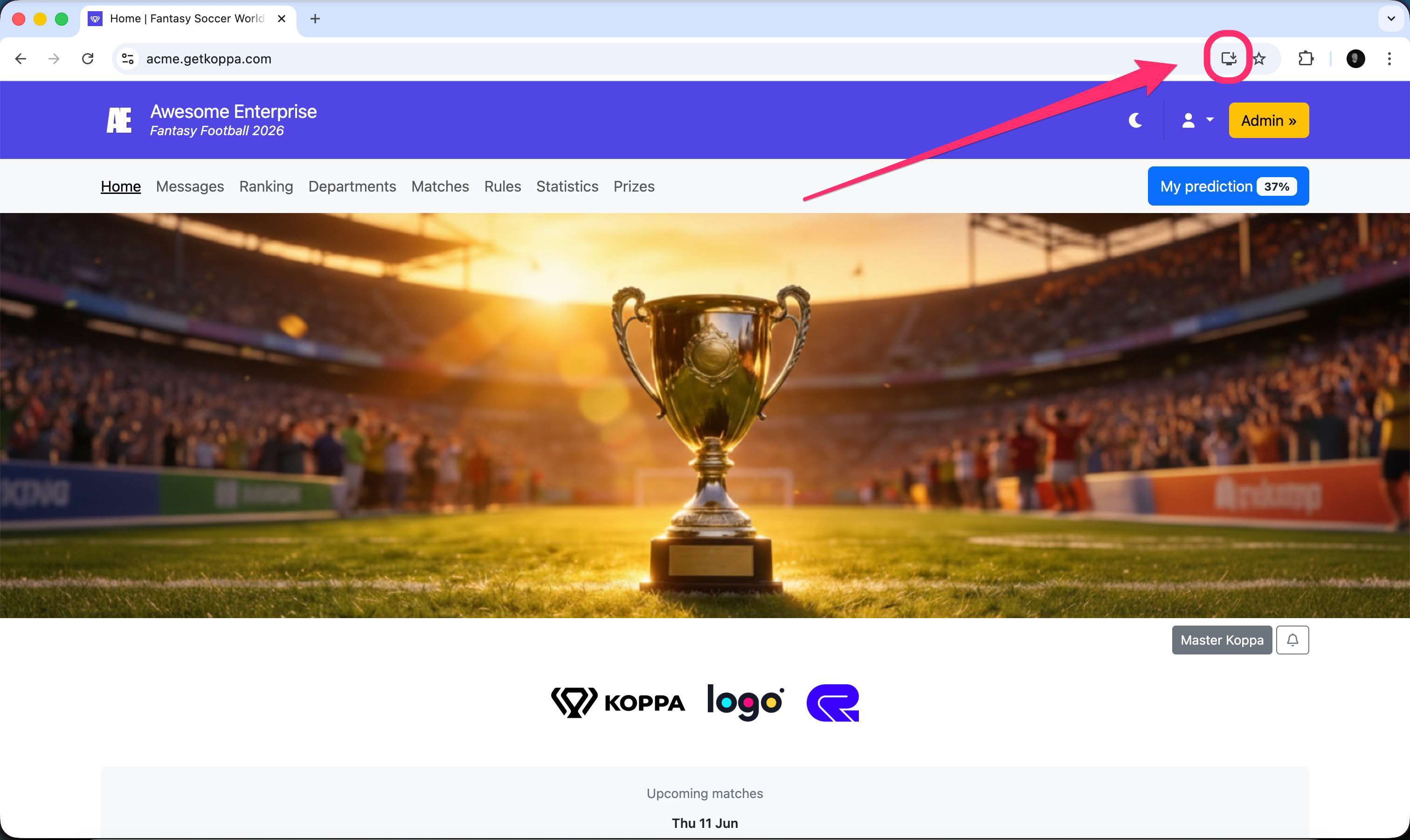 Ícono de instalación en la barra de direcciones de Chrome
